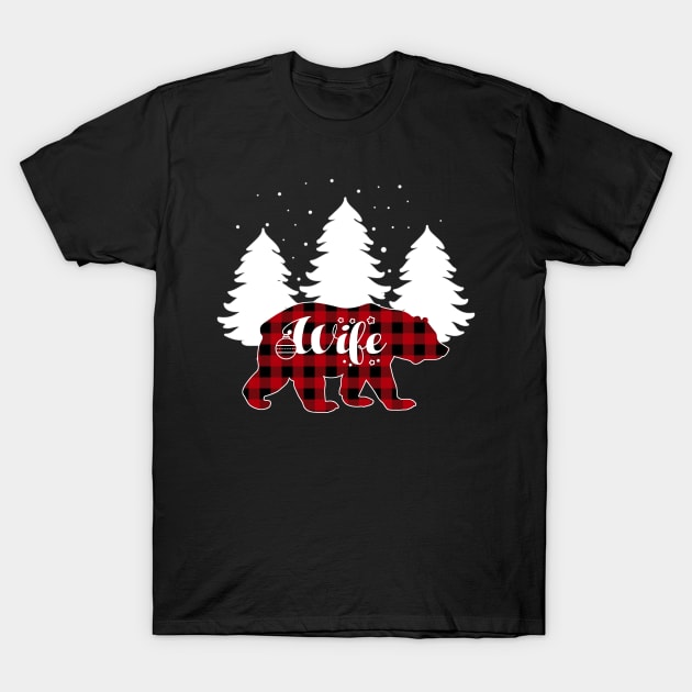 Wife Bear Buffalo Red Plaid Matching Family Christmas T-Shirt by Kagina